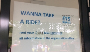 Augsburg bike rental signage